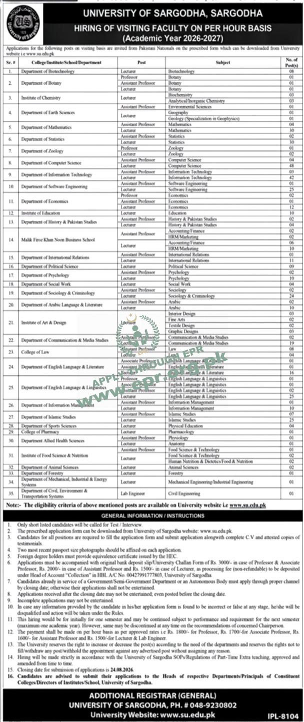 UNIVERSITY OF SARGODHA, SARGODHA
(IPL-8104 ) - UNIVERSITY OF SARGODHA, SARGODHA